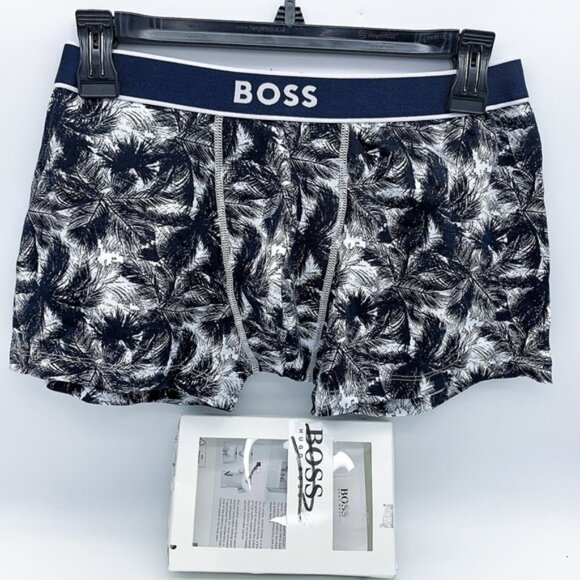 BOSS by Hugo Boss Palm Print Trunk in Black &White - Picture 5 of 7